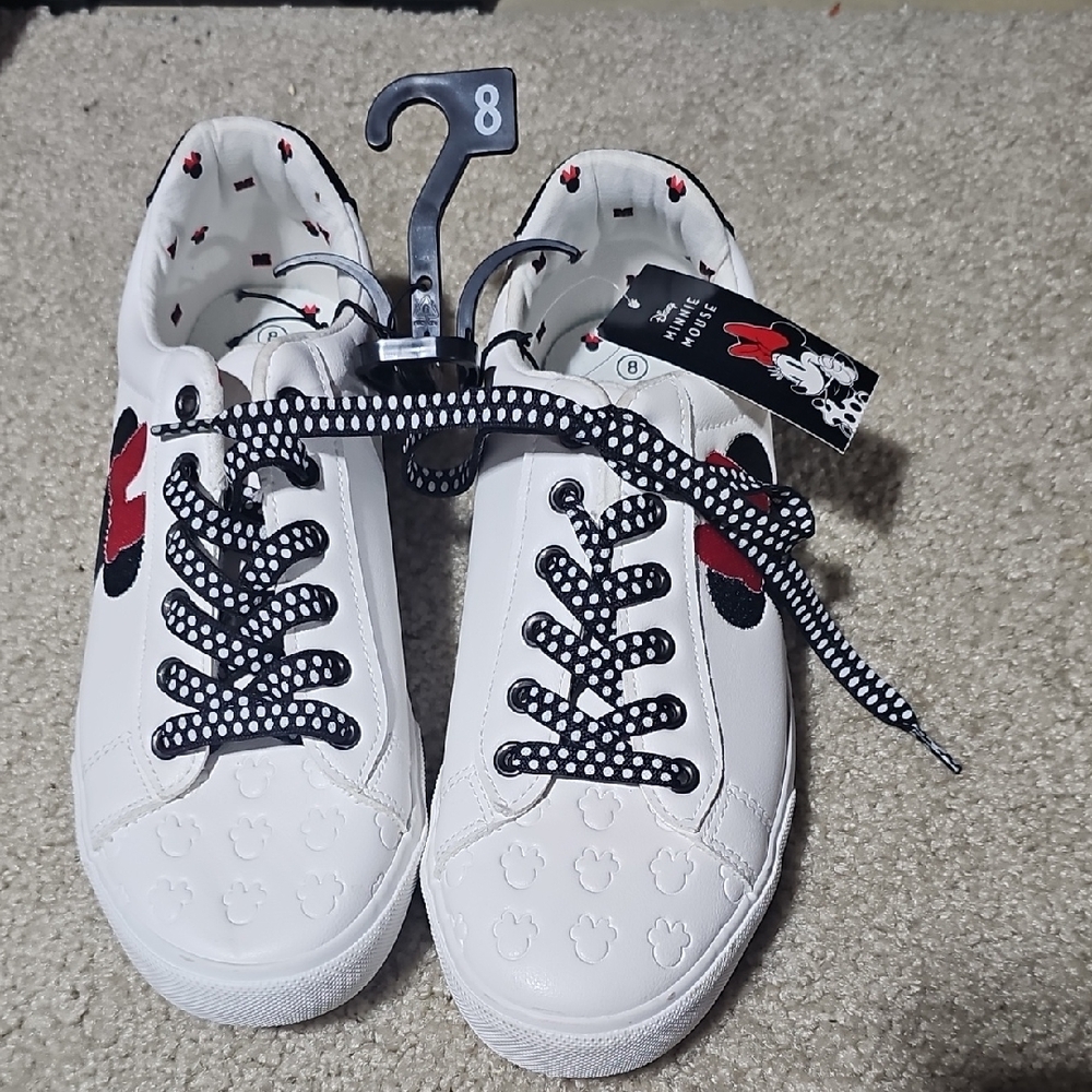NWT Disney Womens Minne Mouse White and Red Sneakers